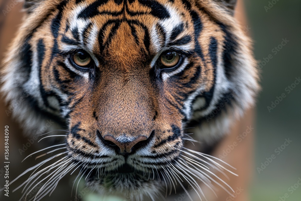 Majestic tiger prowls through the lush forest, showcasing its powerful presence and striking features in the golden light of noon Generative AI Majestic tiger prowls through the lush forest, showcasing its powerful presence and striking features in the golden light of noon Generative AI