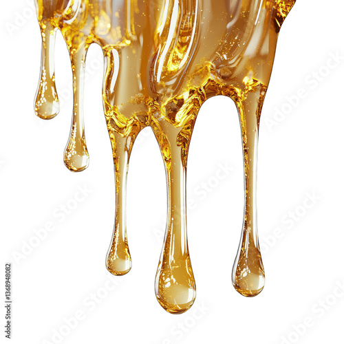 Golden Honey Dripping Stylishly In Smooth Streams With Beautiful Sticky Patterns On Transparent Background
