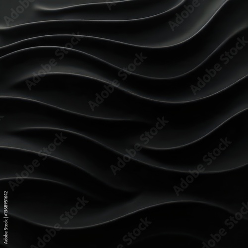 Wallpaper Mural Abstract Black Waves: A Study in Darkness and Form Torontodigital.ca