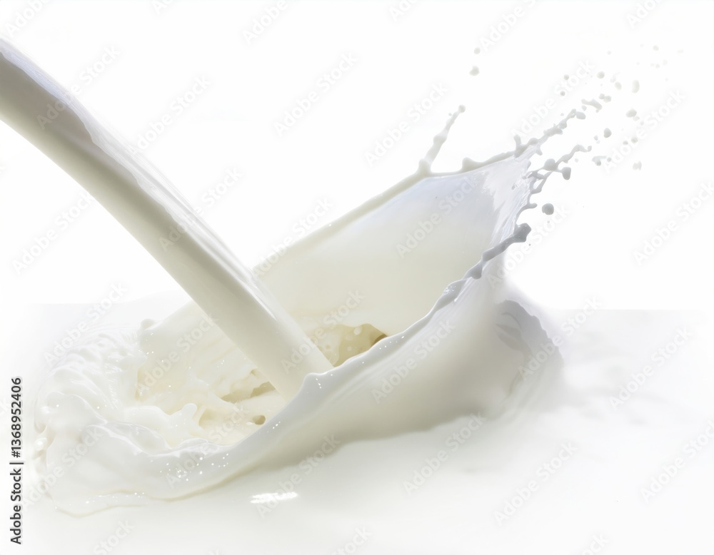 Splashing milk on white background capturing smooth liquid motion Splashing milk on white background capturing smooth liquid motion