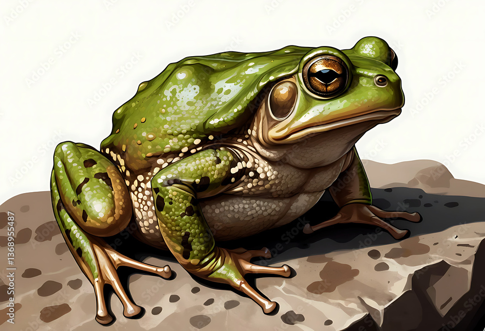 Obraz premium Realistic Digital Artwork of a Green Toad on the Ground