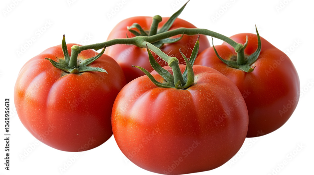 Realistic ripe red tomato on plain white background with no shadows Realistic ripe red tomato on plain white background with no shadows