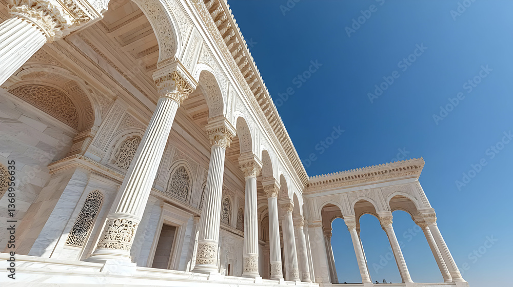 Obraz premium Ancient White Stone Building Facade