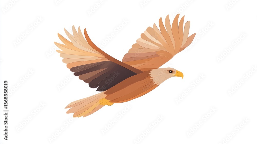 Fototapeta premium Soaring Bird in Flight with Detailed Feathers and Dynamic Wingspan