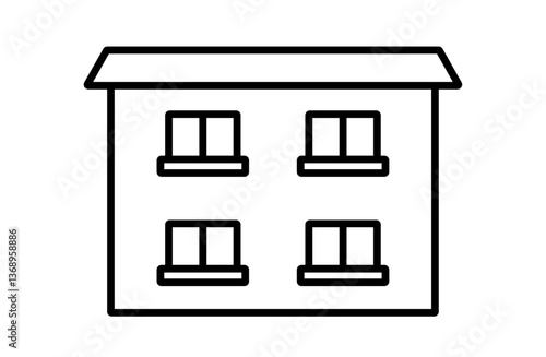 シンプルなアパート、マンションの建物アイコン