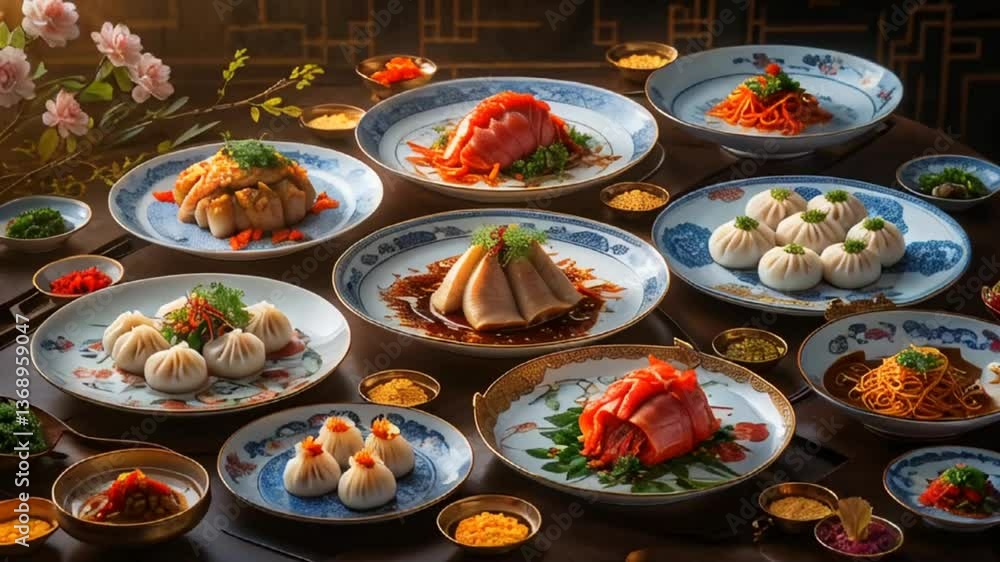 many different foods in a plate on the table, traditional chinese food
many different foods in a plate on the table, traditional chinese food