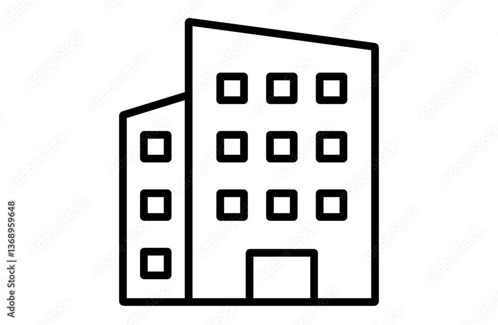 シンプルなビル.、マンションのイラストのアイコン シンプルなビル.、マンションのイラストのアイコン