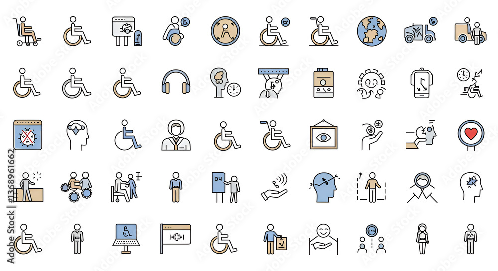 Fototapeta premium Comprehensive Collection of Accessibility Icons for Inclusive Design