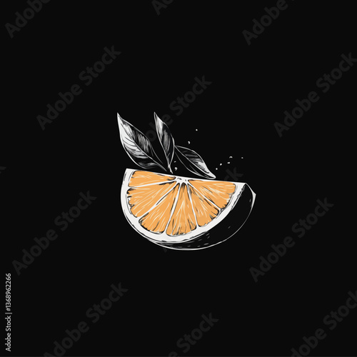 Contemporary Outlined Orange Slice Logo in Black and Orange