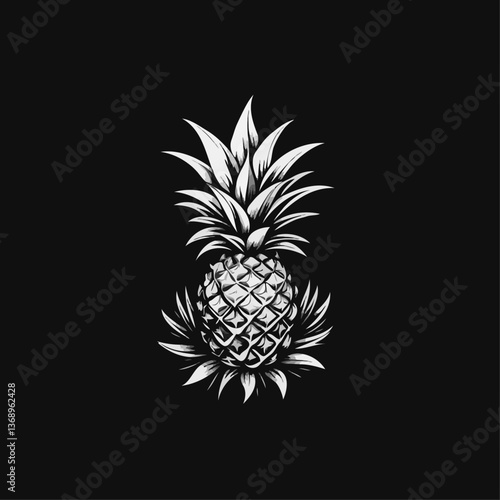 Modern Abstract Pineapple Logo in Black