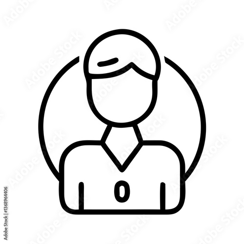 Line drawing of person with a necklace.