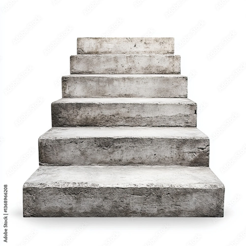 Concrete stairs leading down isolated on a white background for architectural design Concrete stairs leading down isolated on a white background for architectural design