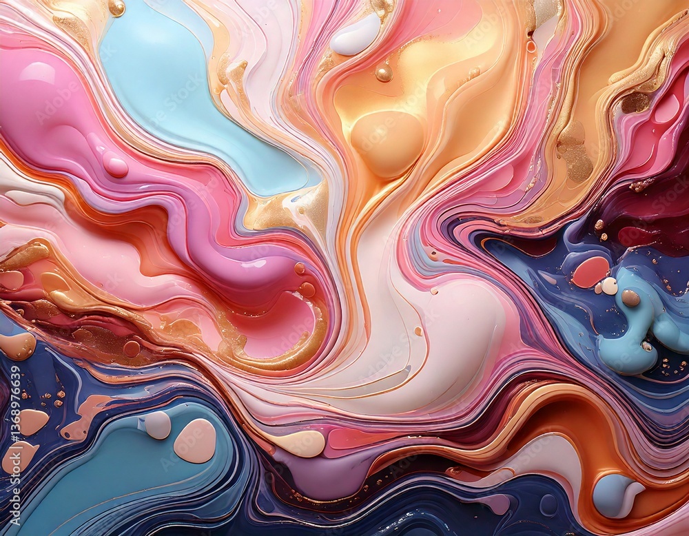 Abstract colorful paint pour swirl marble background wallpaper in spring summer colors Abstract colorful paint pour swirl marble background wallpaper in spring summer colors