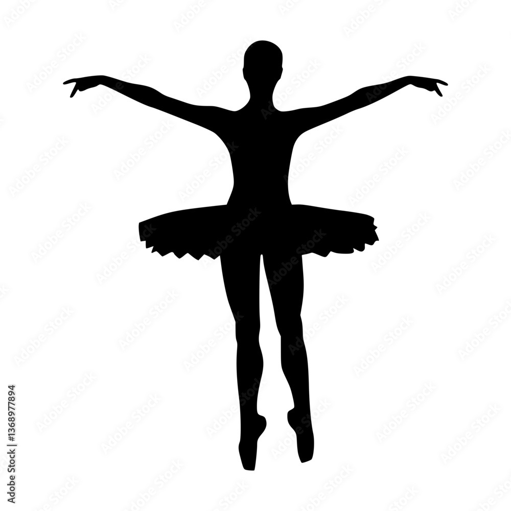 Ballet Dancer Silhouette - Black Outline Ballet Dancer Silhouette - Black Outline