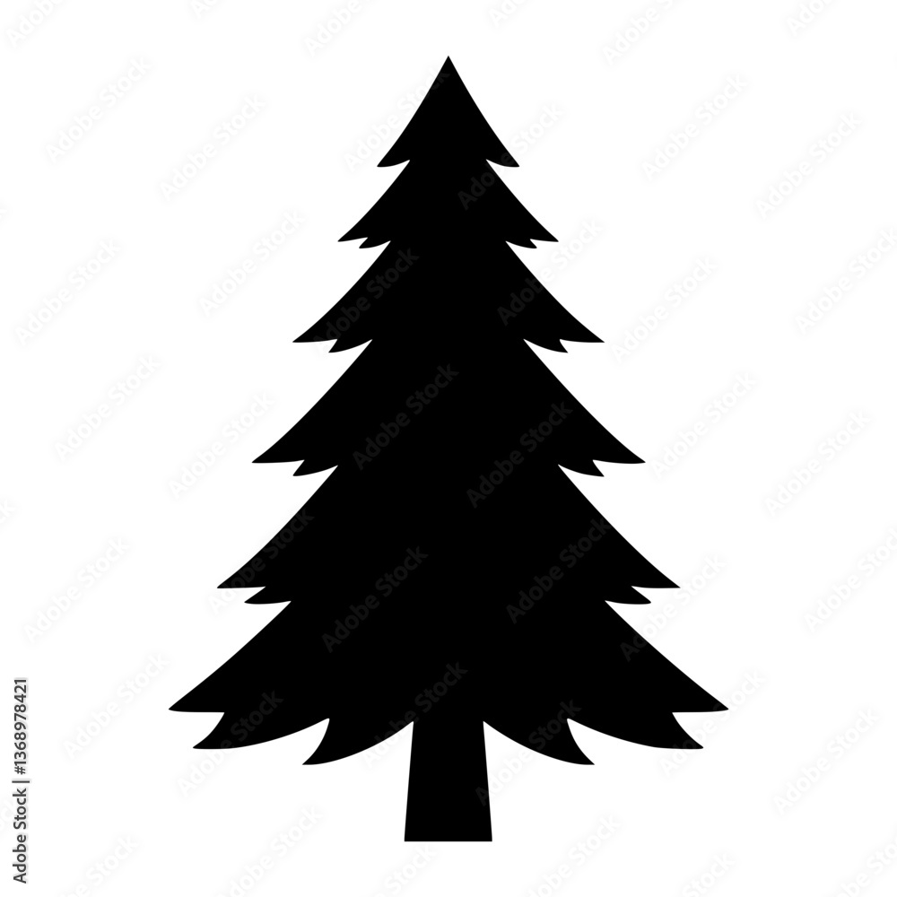 Fototapeta premium Black Pine Tree Silhouette Icon