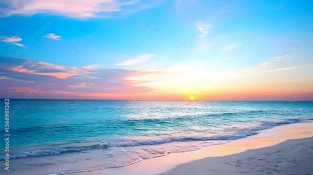 Fototapeta premium Colorful Sunset Over Tropical Beach