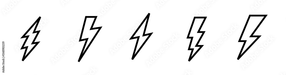 Vector Lightning Silhouette Icon Set Vector Lightning Silhouette Icon Set