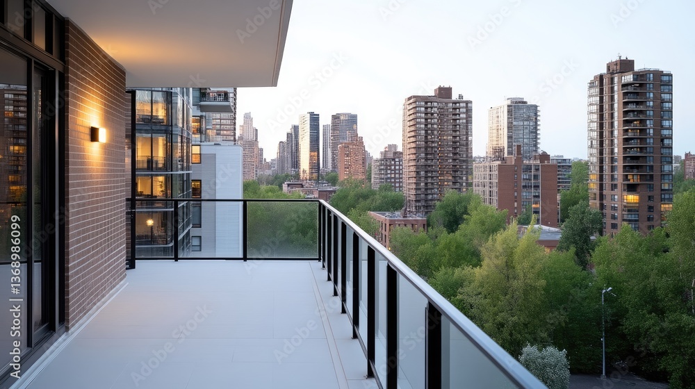Fototapeta premium Urban Balcony with City Views