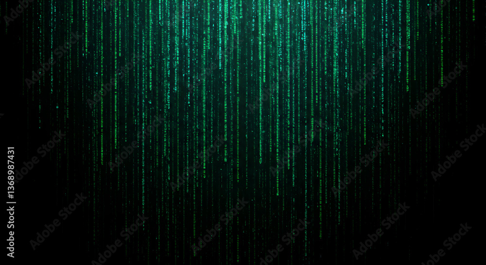 Cascading Digital Data Streams in Verdant Hues Against a Dark Void Background Cascading Digital Data Streams in Verdant Hues Against a Dark Void Background