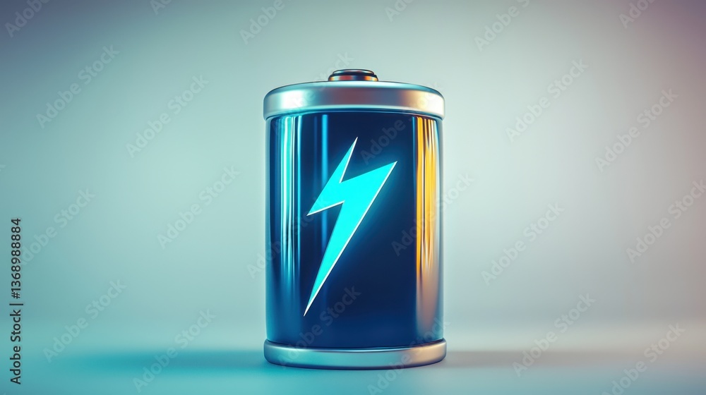 Fototapeta premium Stylized energy battery icon on gradient 