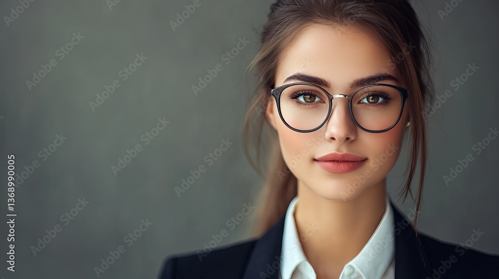 Professional woman portrait wearing glasses business attire headshot corporate look confident and stylish Professional woman portrait wearing glasses business attire headshot corporate look confident and stylish