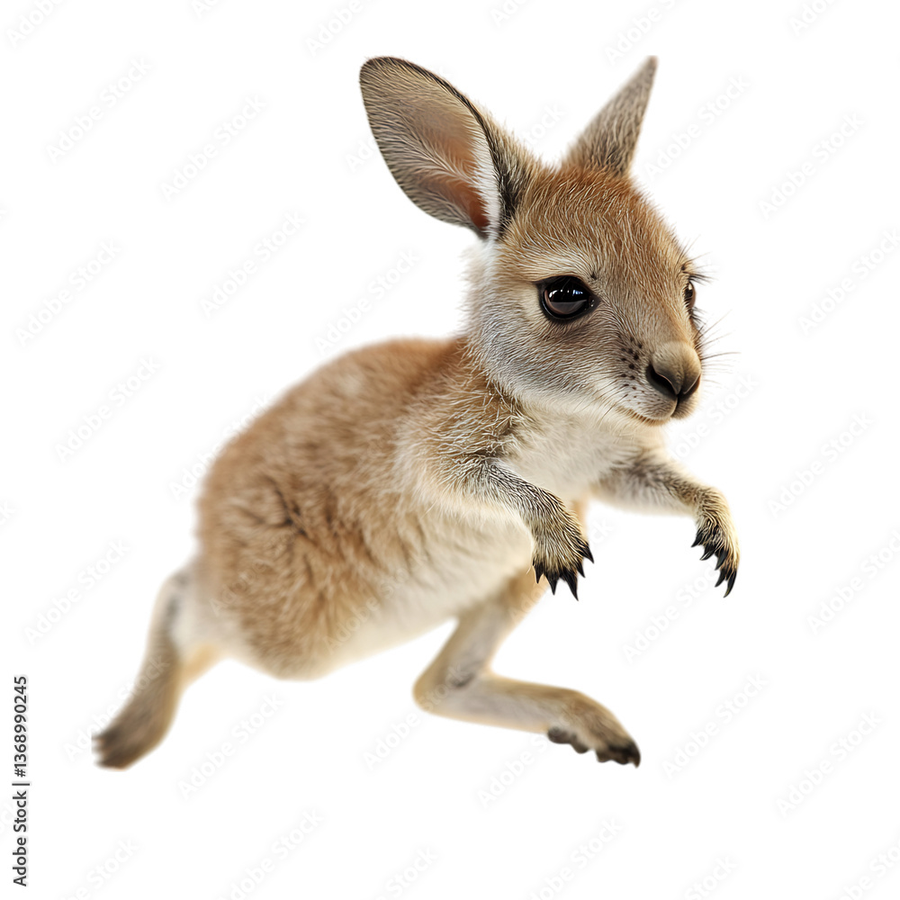 Playful Baby Kangaroo Hopping Through Outback Isolated on Transparent Background Playful Baby Kangaroo Hopping Through Outback Isolated on Transparent Background
