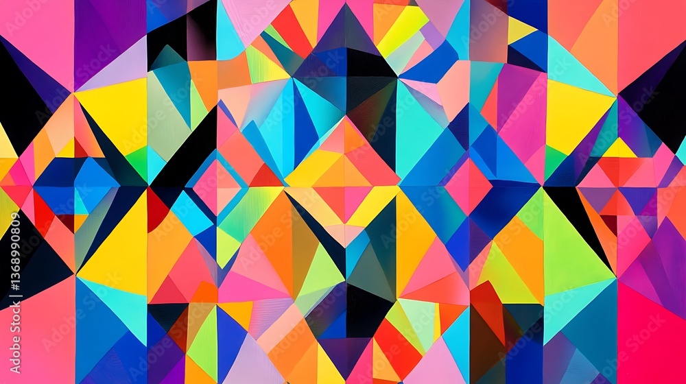 Dynamic geometric patterns in neon tones, showcasing modern tessellation techniques
