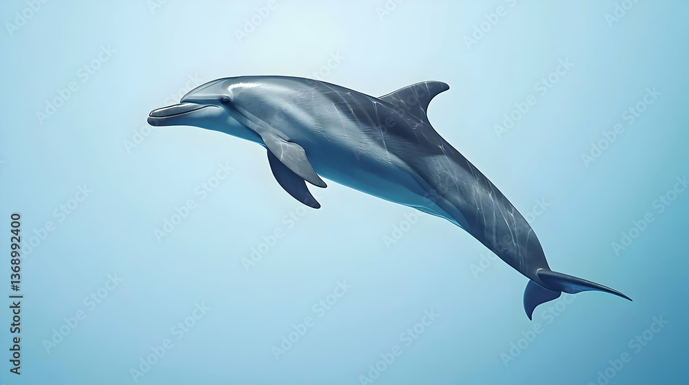 Fototapeta premium Jumping Dolphin In Light Blue Ocean