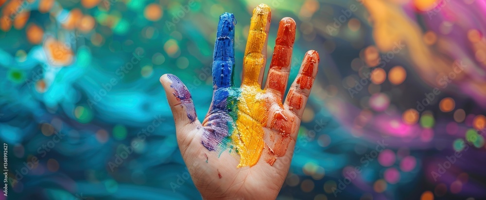 Rainbow Hand Painted with Colors Rainbow Hand Painted with Colors