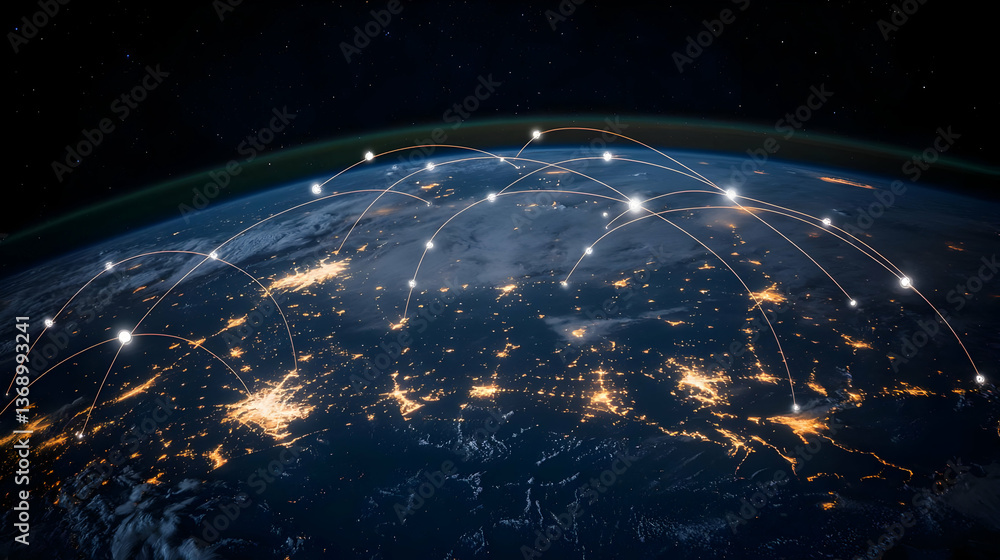Obraz premium Global Network Of City Lights From Space