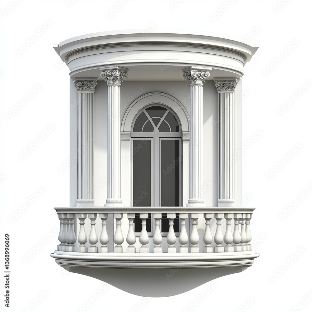 Obraz premium Isolated Balcony with Classical Architecture White background