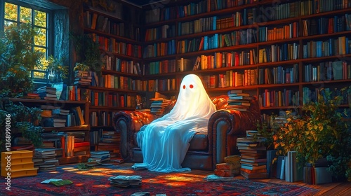 Luminous Ghost in a Dimly Lit Library
