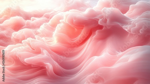 Soft Pink Velvet Texture with Flowing Waves and Ethereal Light