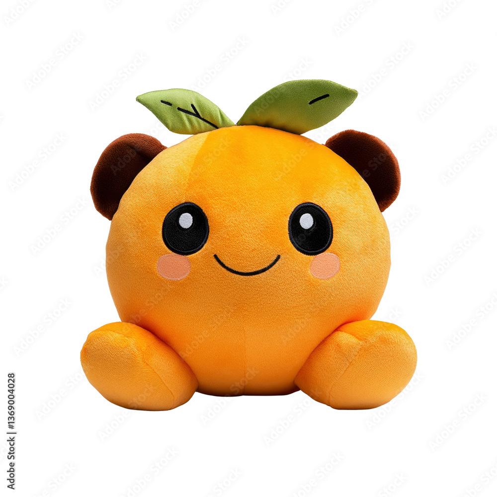 Naklejka premium Adorable Orange Plush Toy Cute Cartoon Fruit Character