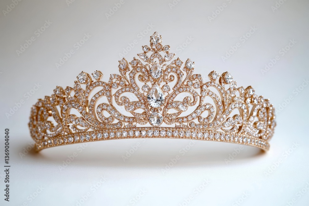 Obraz premium A golden tiara, standing alone against a clear background, created by modern