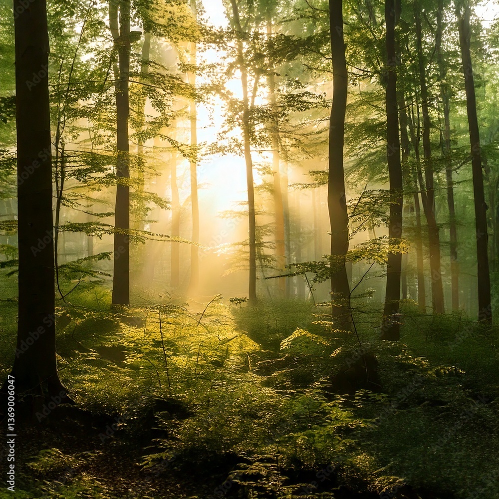 Obraz premium sunrise in the forest