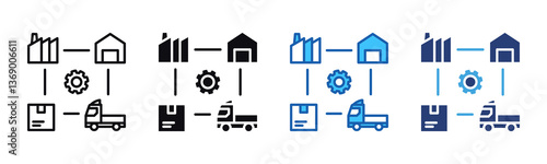 Supply Chain Management icon sheet multiple style collection