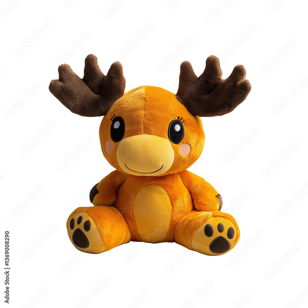 Obraz premium Adorable Orange Moose Plush Toy Sitting