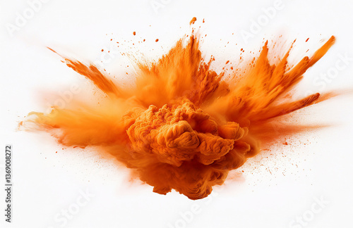 Dynamischer oranger Farbspritzer auf Weiß