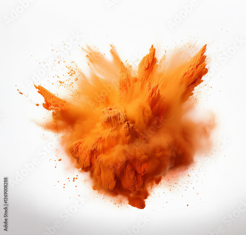 Kraftvolle orange Farbexplosion in der Luft