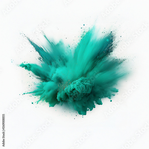 Energiegeladene Farbexplosion: Türkis und Grün auf Weiß