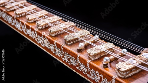 Close-up of traditional string instrument head