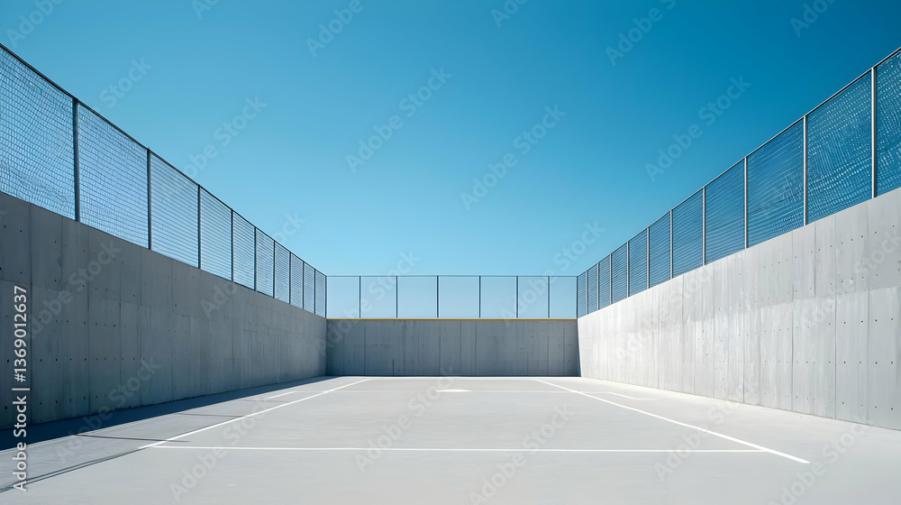 Fototapeta premium Empty Parking Garage Corridor Under Clear Sky