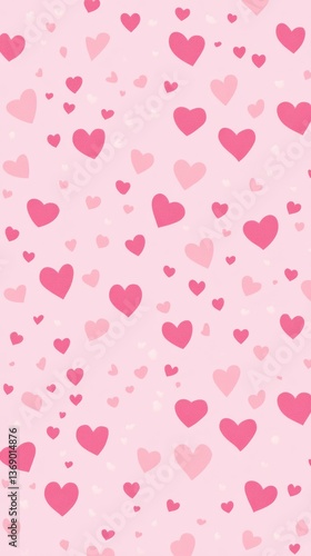 Wallpaper Mural Pink background with a small hearts pattern, a seamless pattern, vector illustration, pastel pink color palette, phone wallpaper Torontodigital.ca