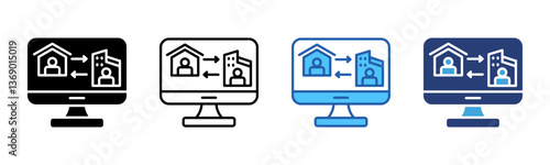 Hybrid Work icon sheet multiple style collection