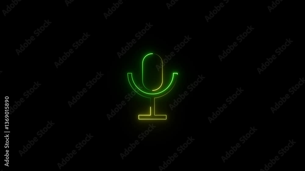 Glowing neon Microphone icon isolated on black background. Glowing neon Microphone icon isolated on black background.
