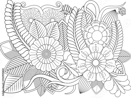 Wallpaper Mural PrintFlowers Coloring Pages For Adules Torontodigital.ca