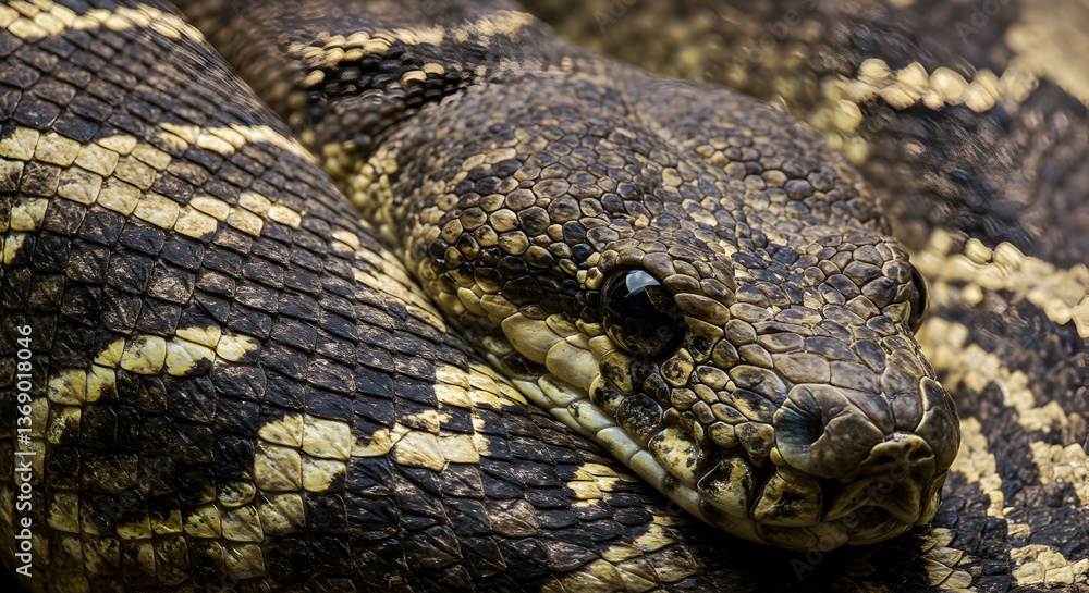 Intricate Details of a Diamond Python's Scaled Skin in a Macro Photograph Intricate Details of a Diamond Python's Scaled Skin in a Macro Photograph