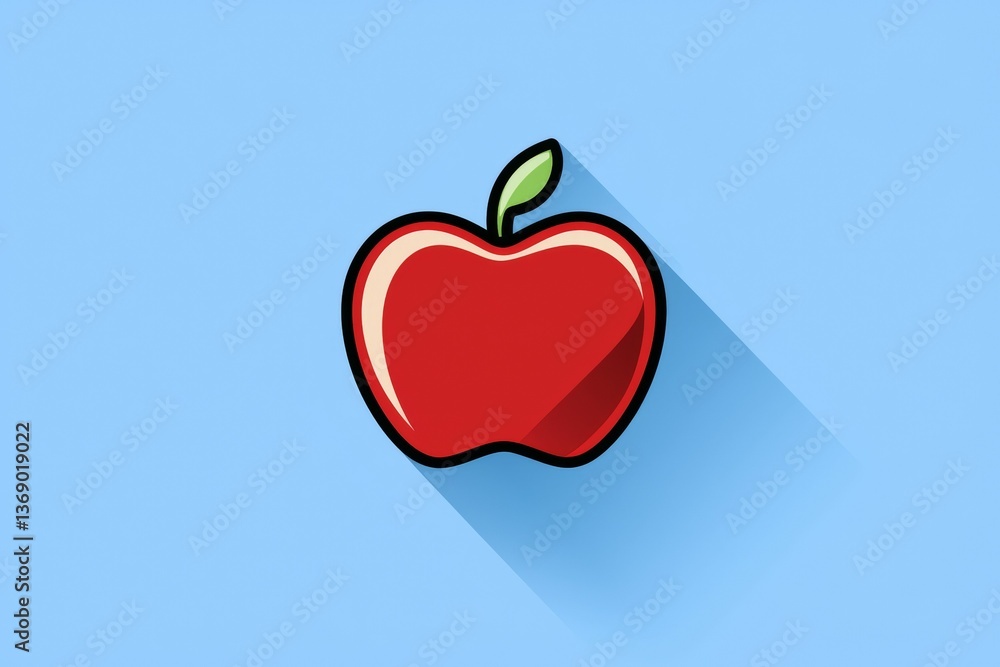 Fototapeta premium Red apple with a green stem