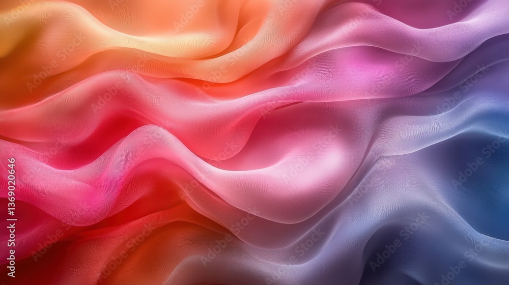 Obraz premium Colorful Flowing Fabric Waves in Soft Light and Beautiful Patterns
